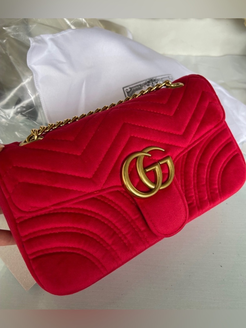 Red Quilted Heart Chain Shoulder Bag - Women